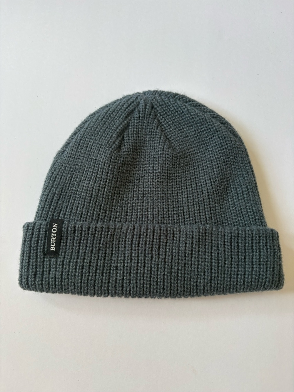 Burton Beanie Hat Snowboard Waffle Knit Cuffed Ski Winter Grey Blue Logo Warm